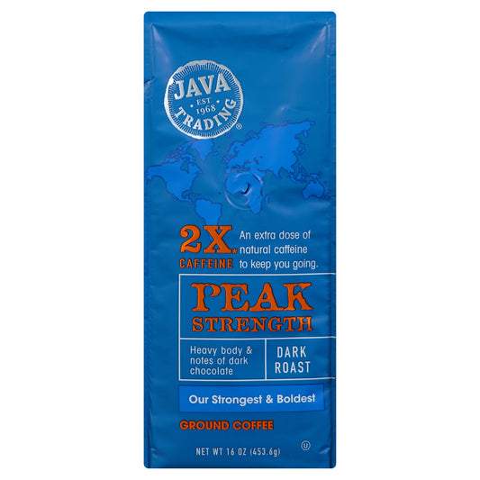 Java Trading Coffee Ground Peak Strength 16 Oz (Pack Of 6)