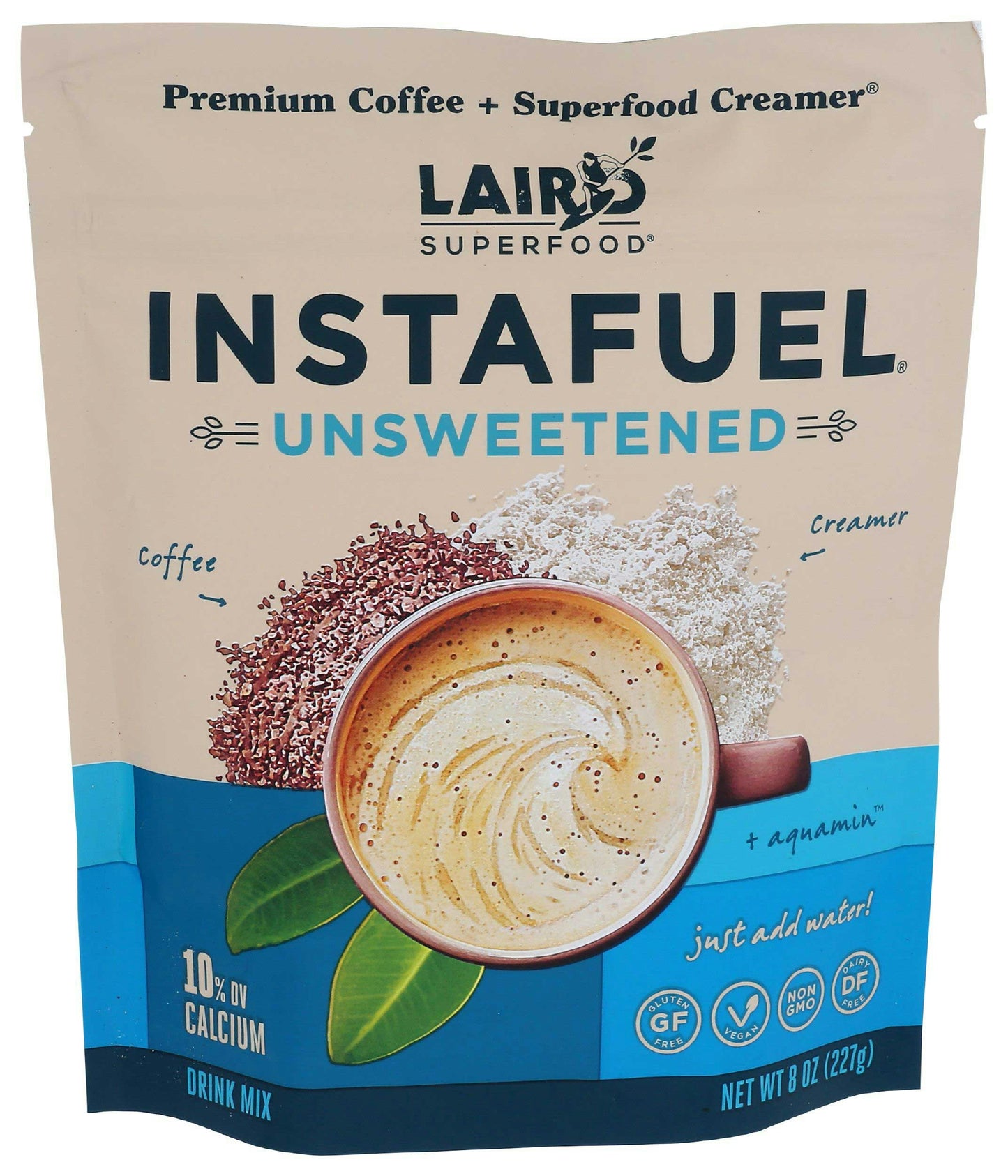 Laird Superfood Unsweetened Coffee Plus Creamer Instafuel - 8 Ounce (Pack of 6)