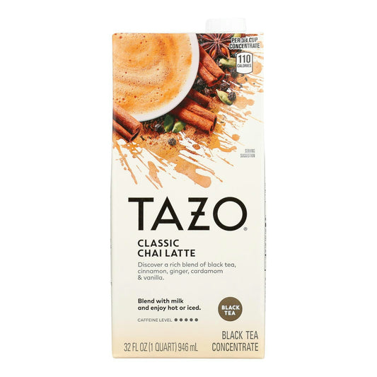 TAZO Tea Concentrate Black Tea Classic Chai Latte - 32 Fl. oz (Pack of 6)