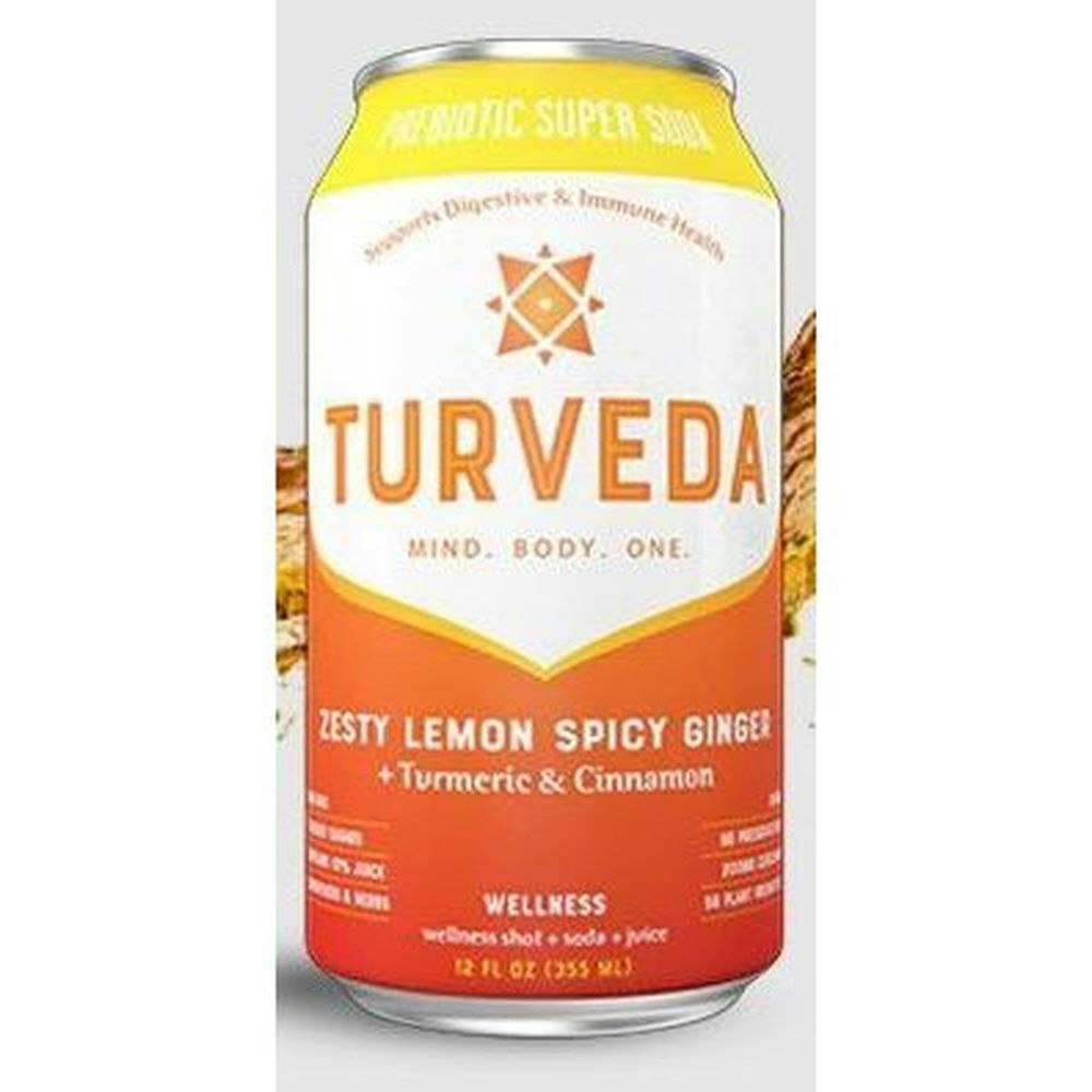 Turveda Wellness Lemon Ginger Turmeric Prebiotic Super Soda