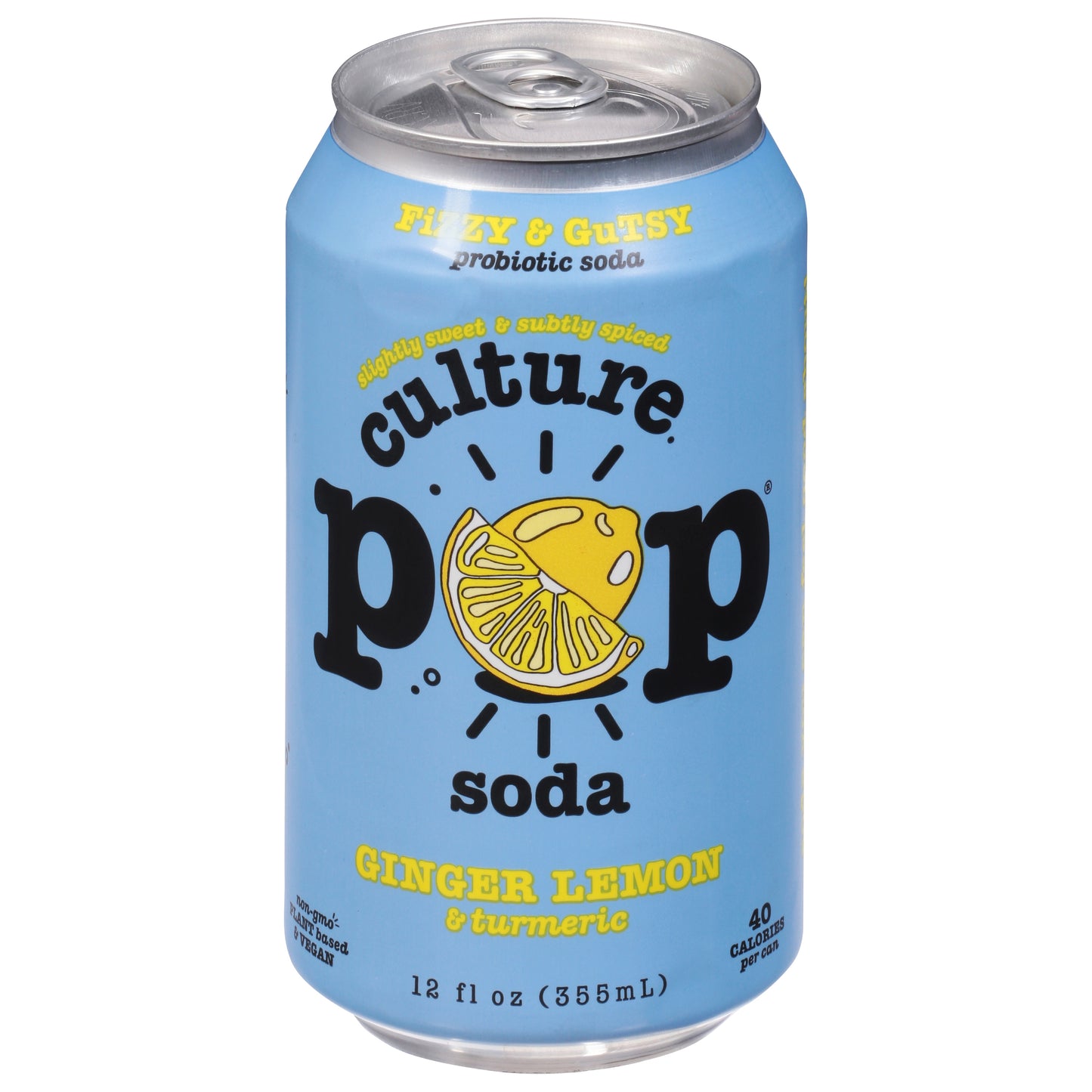 Culture Pop Soda Prebiotic Ginger Lemon 12 FO (Pack Of 12)