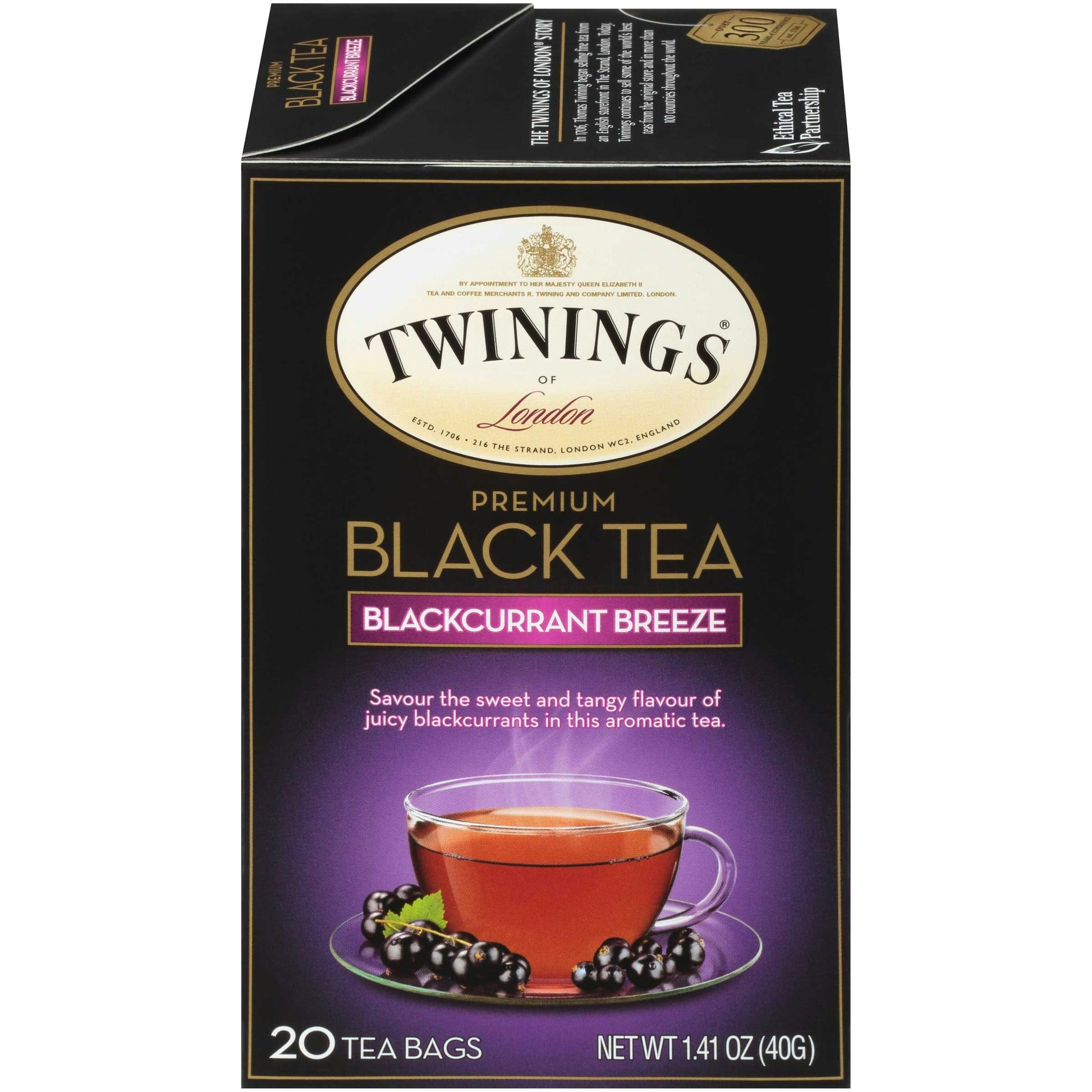 Twinings Blackcurrant Breeze Black Tea - 20 tea bags (Pack of 6)