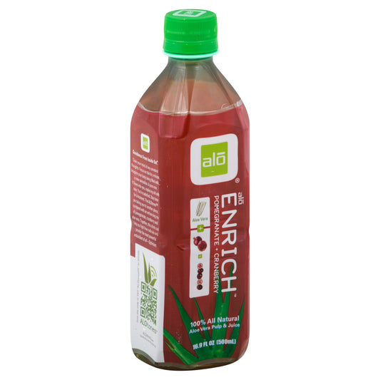 Alo Original Enrich Aloe Vera Juice Drink - Pomegranate and Cranberry 16.9 FO (Pack of 12)