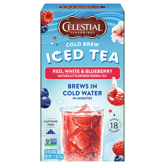 Celestial Seasonings Tea Cold Brew Red White Blueberry 18 Bag (Pack Of 6)