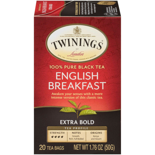 Twinings English Breakfast Extra Bold Black Tea - 20 tea bags (Pack of 6)