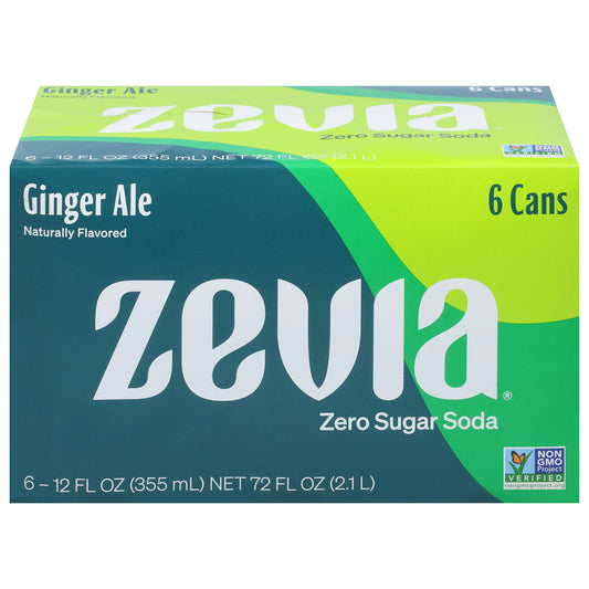 Zevia Soda Ginger Ale Diet Natural 72 FO (Pack of 4)