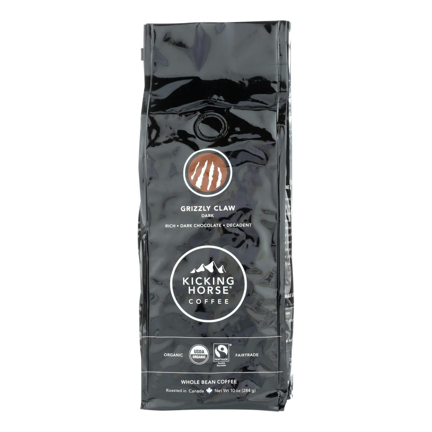 Kicking Horse Coffee - Organic - Whole Bean - Grizzly Claw - Dark Roast - 10 Oz (Pack of 6)