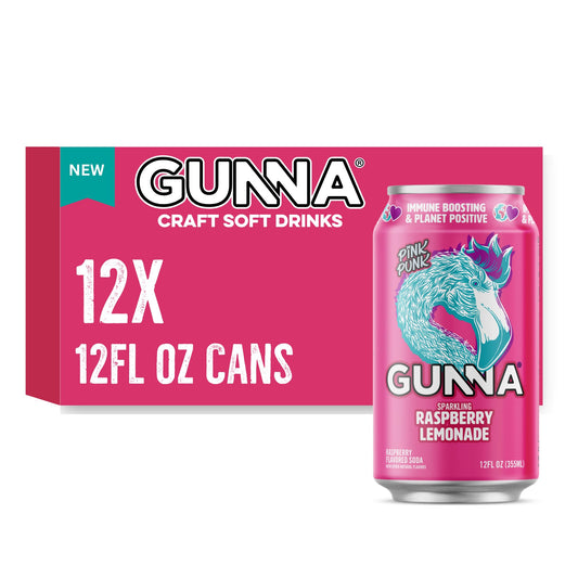 Gunna Lemonade Sparkling Raspberry 12 fl oz Pack of 12