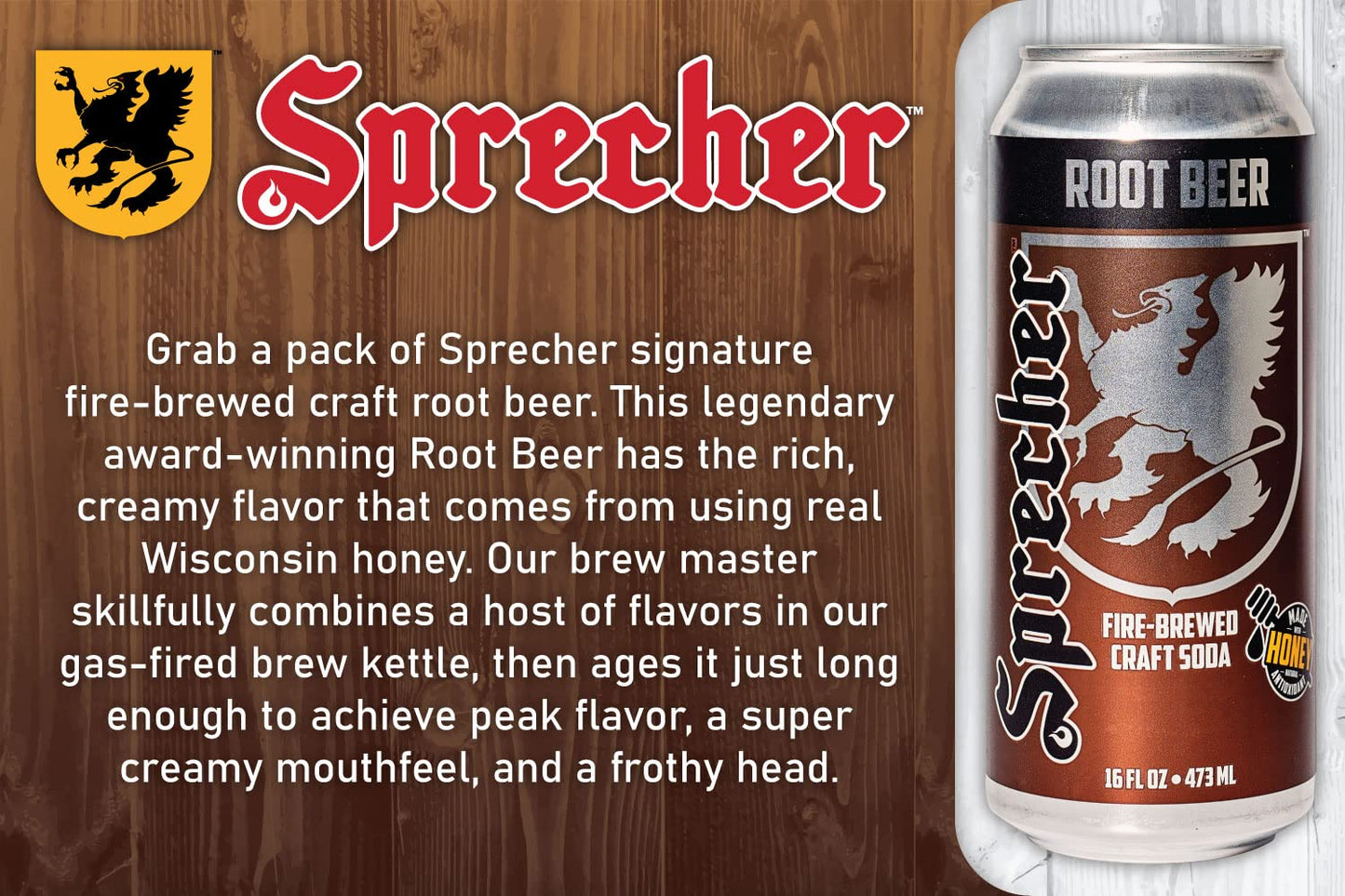 Sprecher Root Beer Soda 16 fl oz Pack of 12