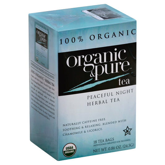 Organic & Pure Tea Herbal Peaceful Night 18 Bag (Pack Of 6)