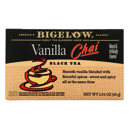 Bigelow Black Tea Bags Vanilla Chai 20 Count - 1.64 oz (Pack of 6)
