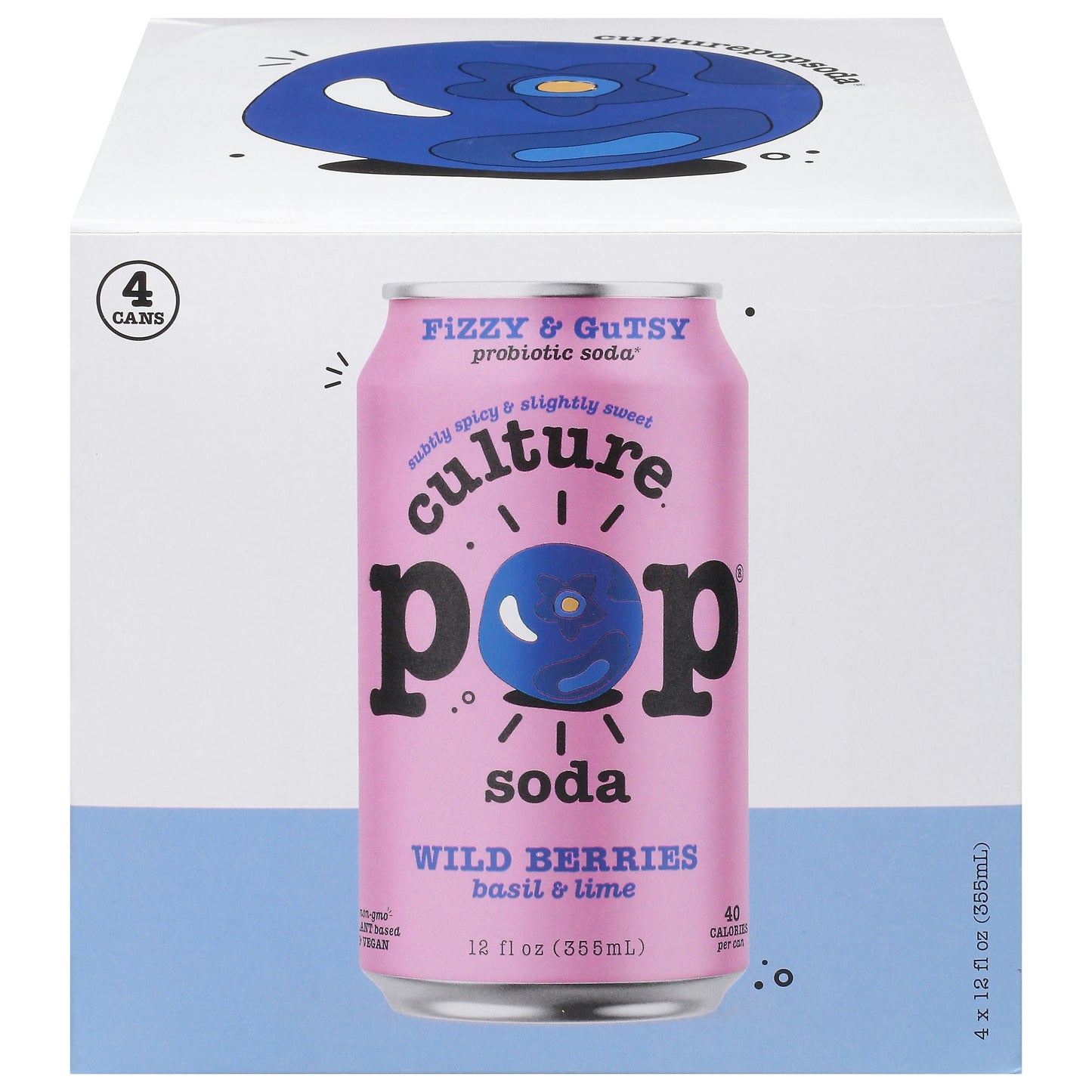 Culture Pop Probiotic Soda Wild Berry 4Pk 48 FO (Pack of 6)