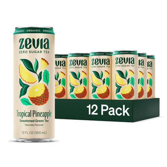 Zevia Tea Green Tropical Pineapple Organic 12fl oz Pack of 12