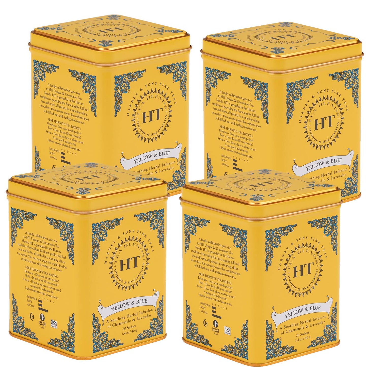 Harney & Sons Yellow & Blue Herbal Tea 20 Bags (Pack of 4)