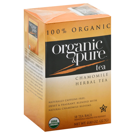 Organic & Pure Tea Herbal Chamomile 18 Bag (Pack Of 6)