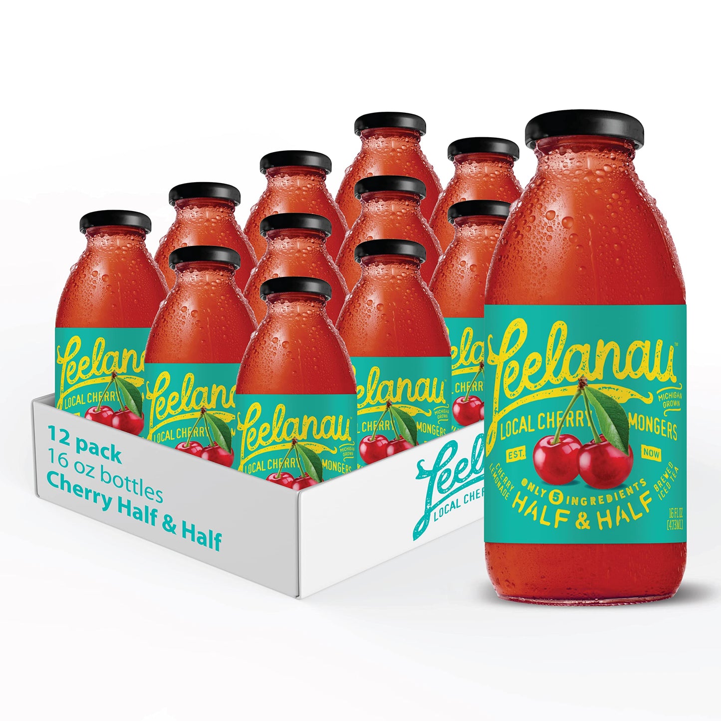 Leelanau Tea Half and Half Cherry Lemonade 16 fl oz Pack of 12