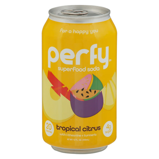 Perfy Soda Sugar Free Tropical Citrus 12 Fl Oz (Pack of 12)