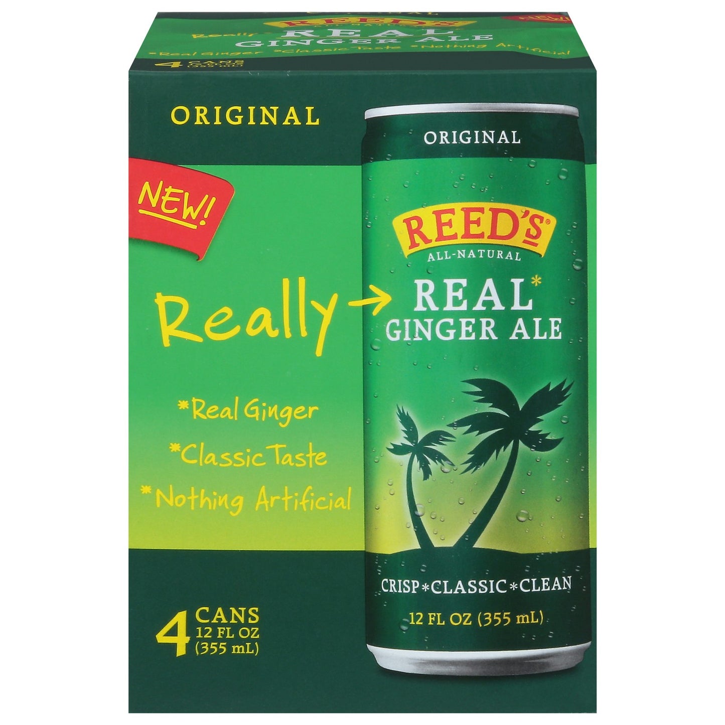 Reed's - Ginger Ale Real Sleek 4/12 fl. oz (Pack of 6)