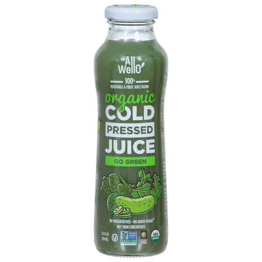 Allwello Juice Go Green Organic 11.1 Fl oz (Pack of 12)