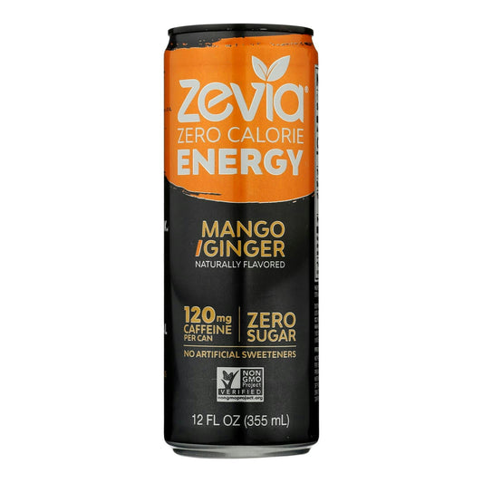 Zevia Energy Drink Zero Calorie Mango/Ginger - 12 Fl. oz (Pack of 12)