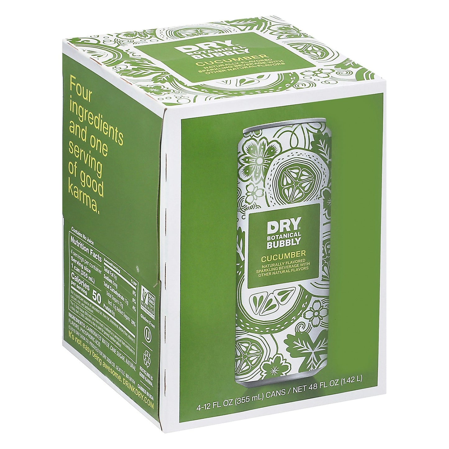 Dry Soda Cucumber Dry Sparkling Can 4Pk 48 oz (Pack Of 6)
