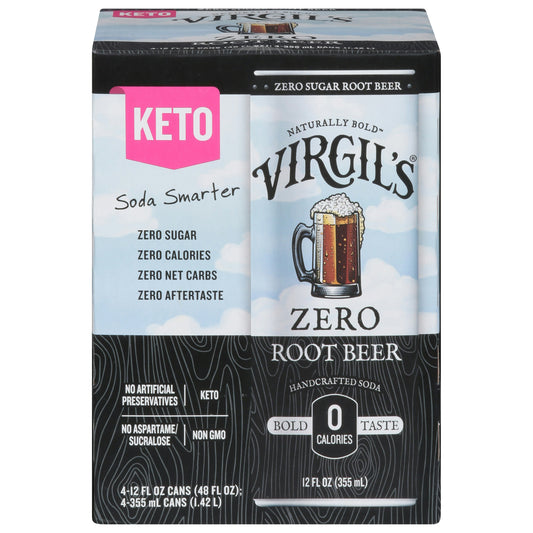 Virgils Rootbeer Zero Sugar 4 Pk 48 FO (Pack of 6)