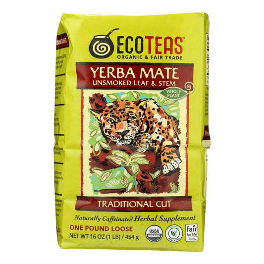 Ecoteas Organic Loose Yerba Mate - Traditional Cut 1 lb (Pack of 6)