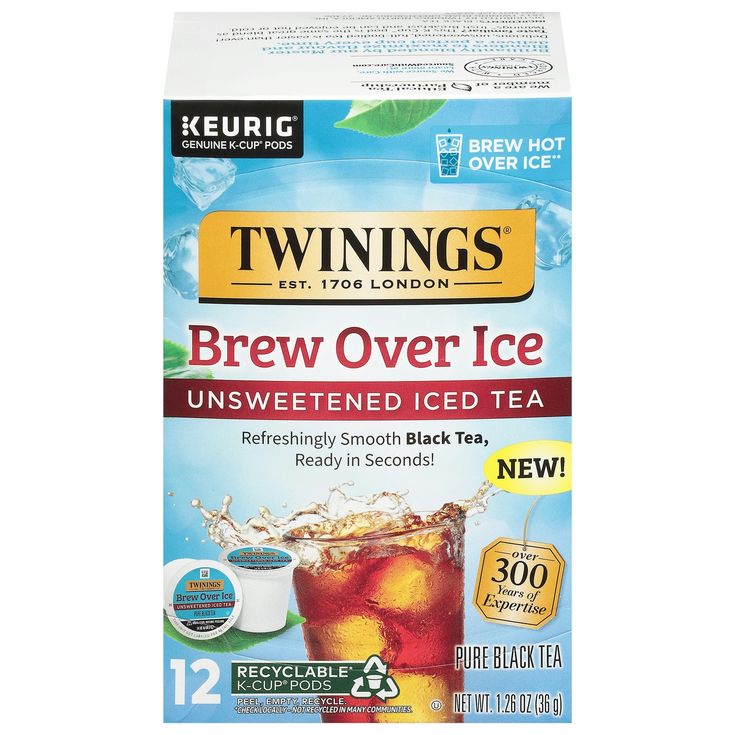 Twinings Tea Tea Unsweetened Iced Black K-Cup 12 Count (Pack of 6)
