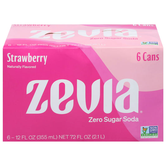 Zevia Soda Strawberry 6 Pack 72 fl oz (Pack of 4)