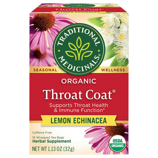 Traditional Medicinals Tea Throat Coat Lemon 16 Bag (Pack of 6)