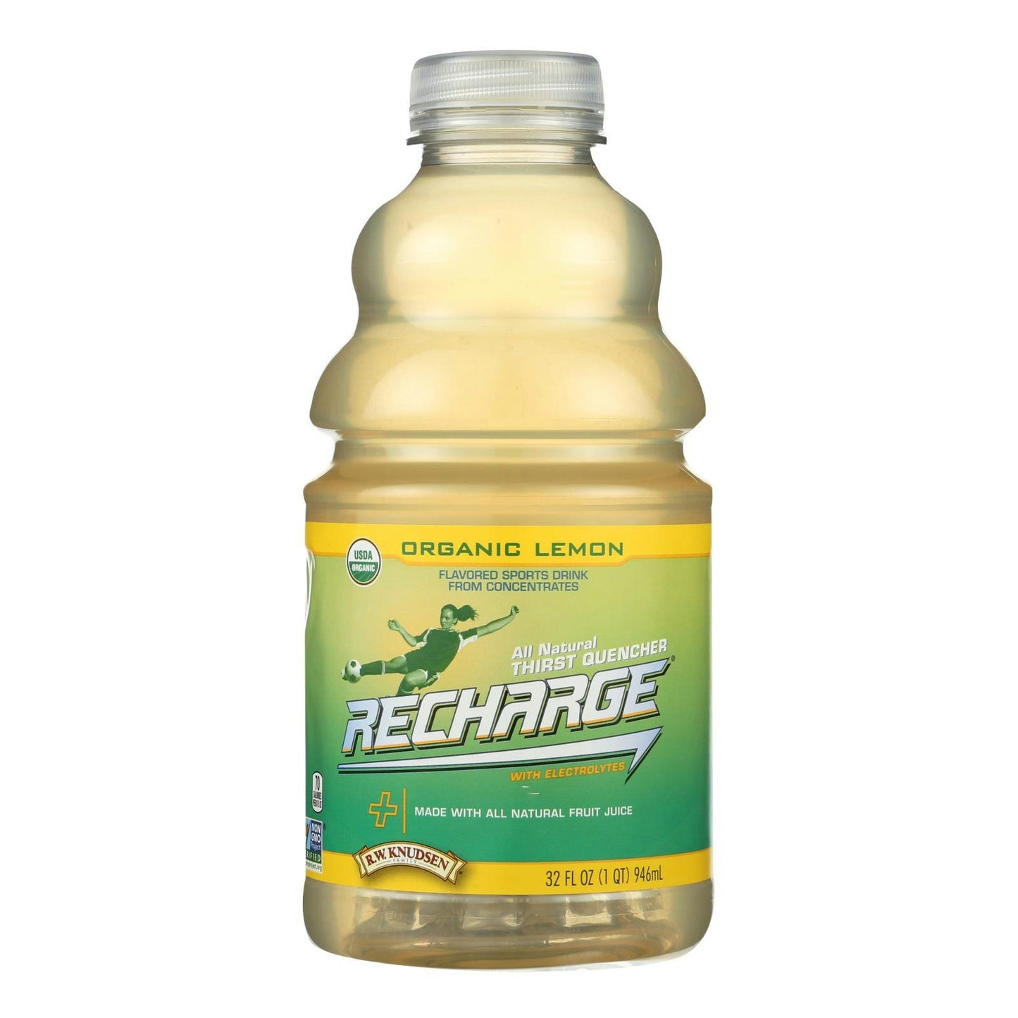 R.W. Knudsen Family Recharge Organic Lemon Juice Sports Beverage with Electrolytes - 32 oz (Pack of 6)
