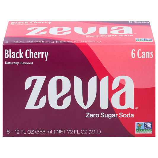 Zevia Soda Black Cherry Zero Natural 72 FO (Pack of 4)