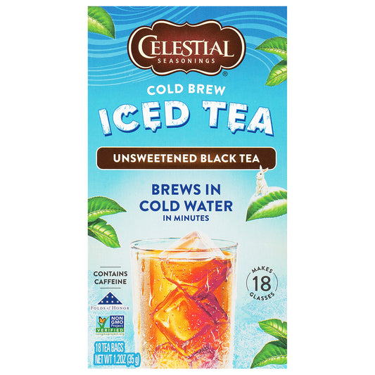 Celestial Seasonings Tea Cold Brew Unsweetened 18 Bag (Pack Of 6)