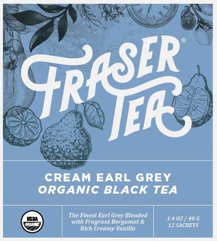 Fraser Cream Earl Grey Organic Black Tea - 1.4 Ounce Sachet (Pack of 6)