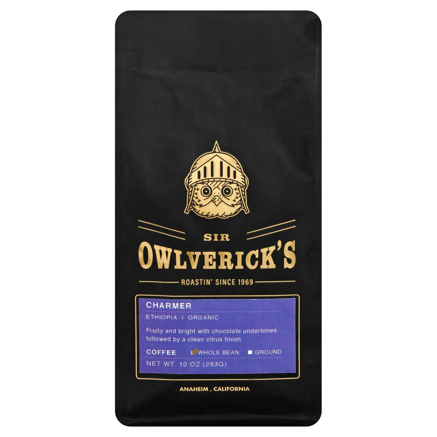 Sir Owlverick Coffee Charmer Whole Bean Organic 10 oz Pack of 8