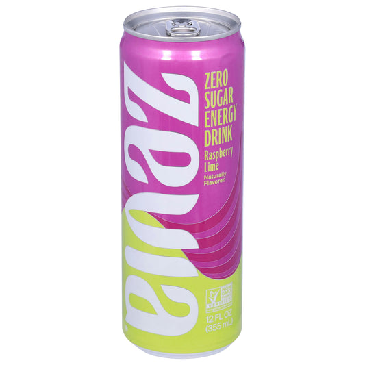 Zevia Energy Drink Raspberry Lime Zero Sugar 12 Oz (Pack of 12)