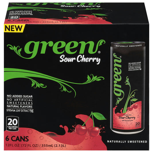 Green Cola Soda Green Sour Cherry 6Pk 72 FO (Pack of 4)