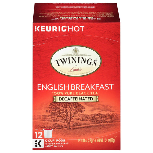 Twinings of London Black Tea K Cup Pods English Breakfast Tea Decaffeinated