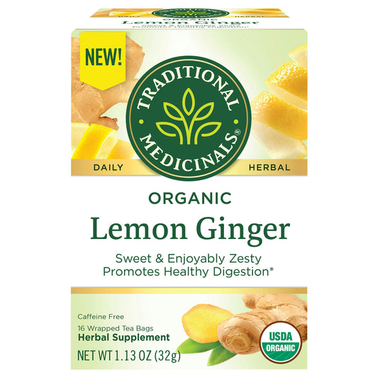Traditional Medicinals Tea Lemon Ginger Organic 16 Bag (Pack of 6)