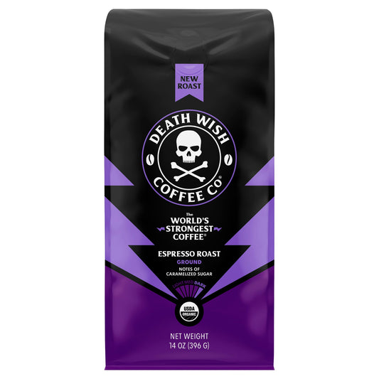 Death Wish Coffee Cofee Ground Espresso Roast Organic 14 Oz (Pack Of 6)