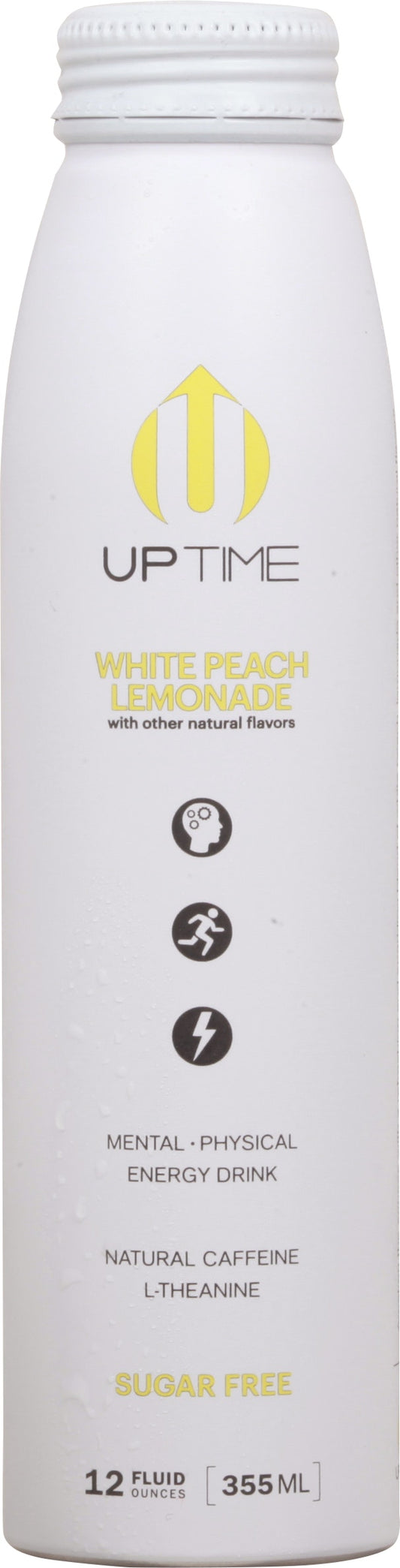 Uptime Beverage Energy Peach Lemonade Sugar Free 12 Fl Oz (Pack of 12)