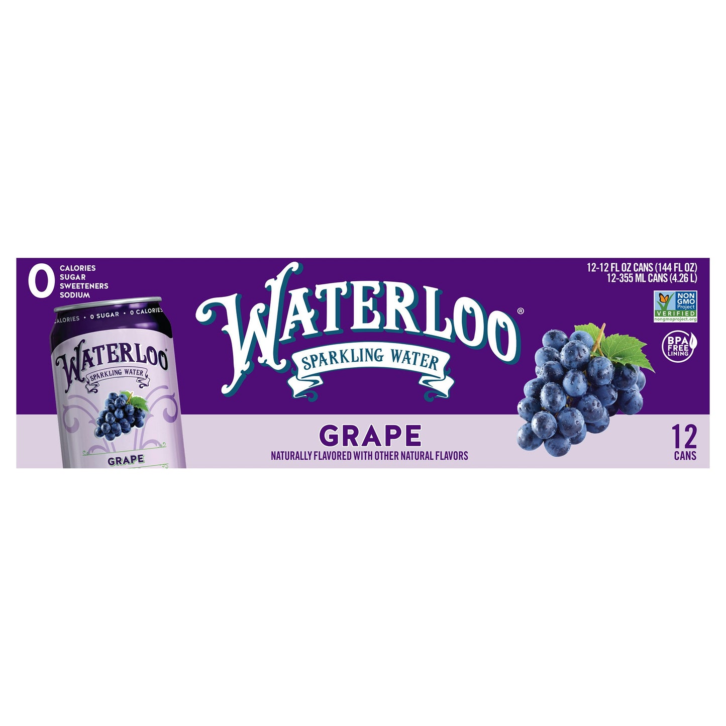 Waterloo Sparkling Water Grape 144 FO (Pack of 2)