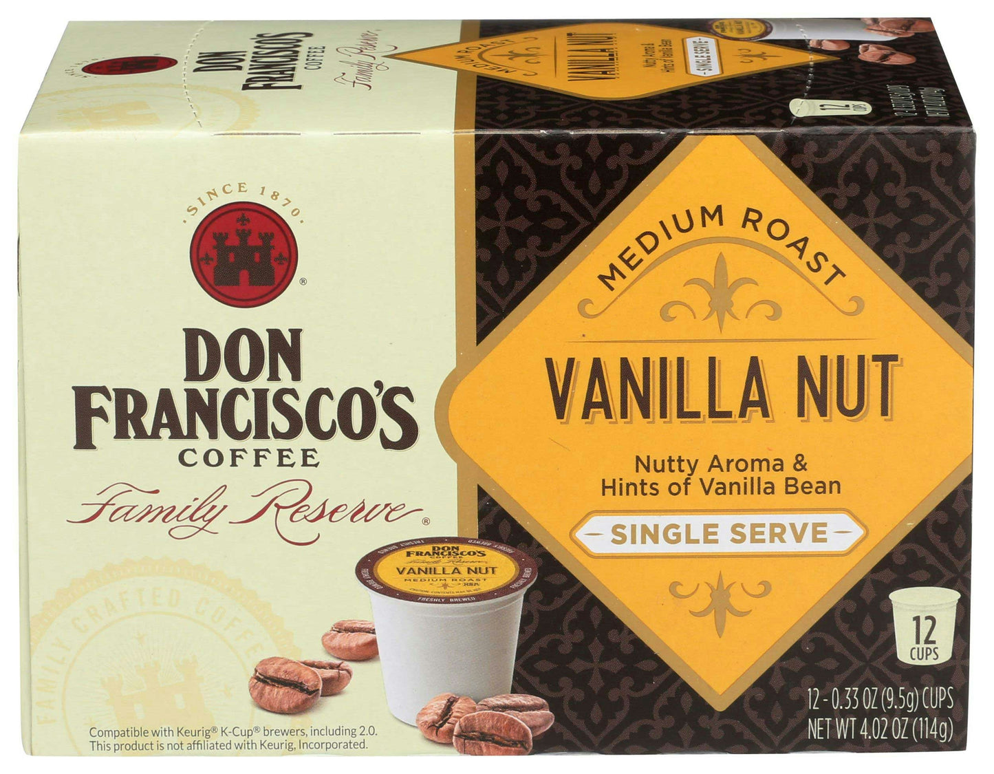 Don Franciscos Vanilla Nut Medium Roast Single Serve Coffee