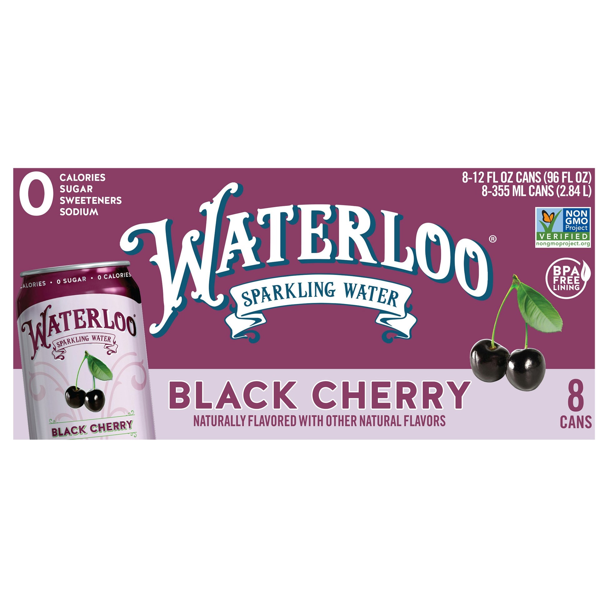 Waterloo Sparkling Water Black Cherry 96 FO (Pack of 3)