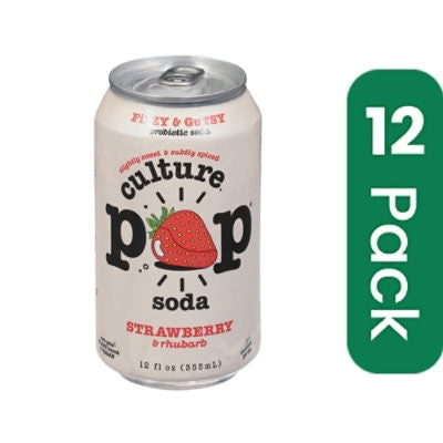 Culture Pop Probiotic Soda Strawberry Rhubarb 12 FO (Pack Of 12)
