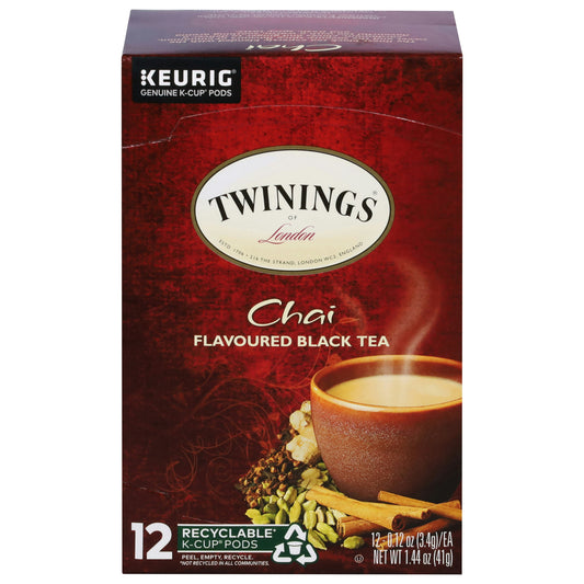 Twinings of London Black Tea K-Cup Pods Chai - 12-0.12 Oz (Pack of 6)