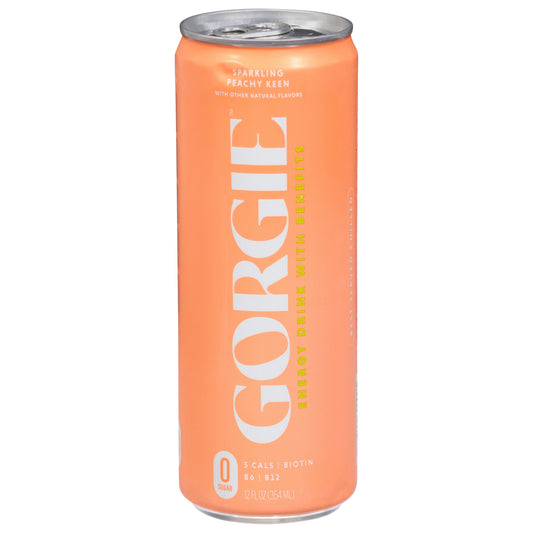 Gorgie Beverage Energy Sparkling Peachy Keen 12 Fl Oz (Pack of 12)