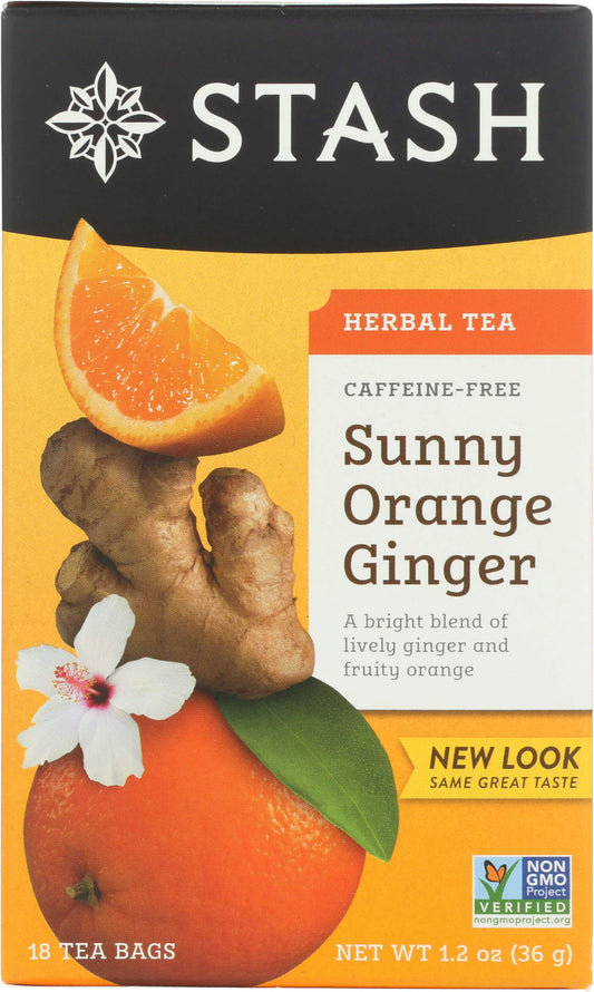 Stash Sunny Orange Ginger Herbal Tea - 18 tea bags per pack (6 Packs Total)