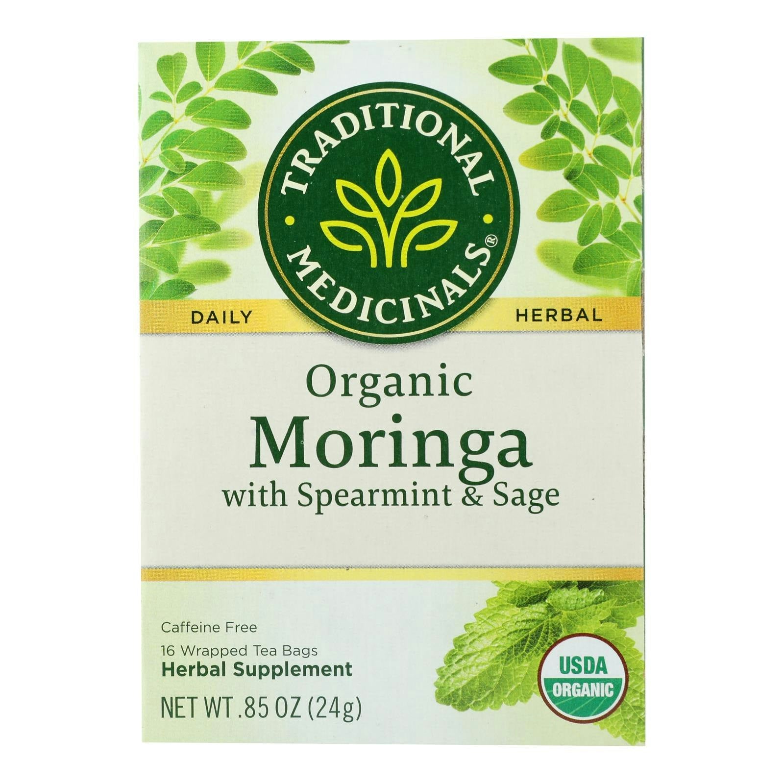Traditional Medicinals Herb Tea Organic Moringa Spearmint Sage