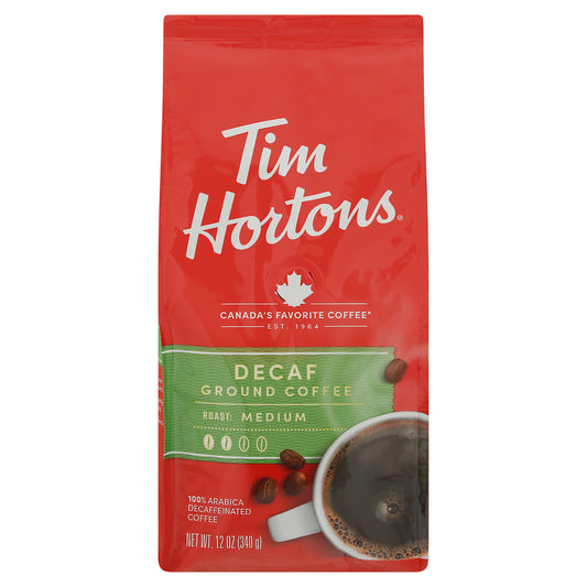 Tim Hortons Decaf 100% Arabica Ground Coffee 12 oz Pack of 6
